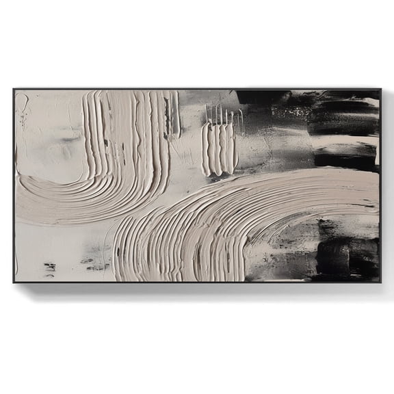 Black handmade canvas oil painting, oversized wall art, oversized painting, large canvas art, large wall painting, black and white wall art,(91*183cm)36*72 Inches,Unstretched,Frameless