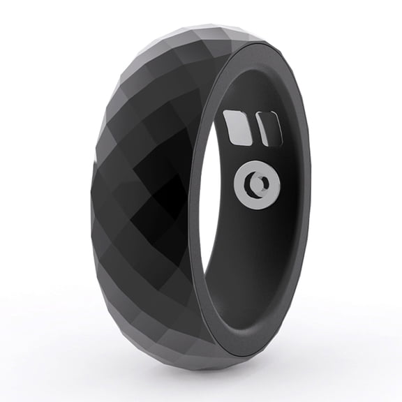 Black health tracking ring, suitable for both men and women, IP68 waterproof, Activity/Sleep/Temperature Monitoring, Family Care Mode, Compatible with Android and iOS.