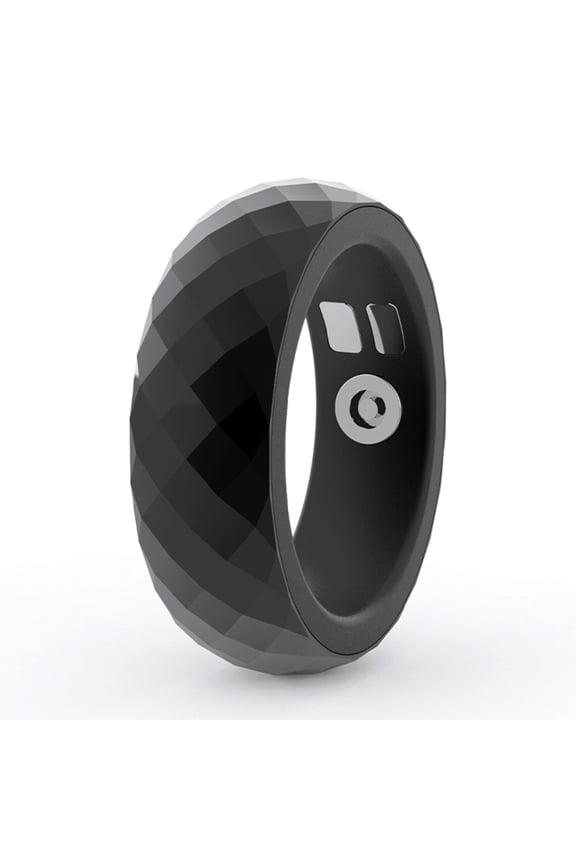 Black health tracking ring, suitable for both men and women, IP68 waterproof, Activity/Sleep/Temperature Monitoring, Family Care Mode, Compatible with Android and iOS.