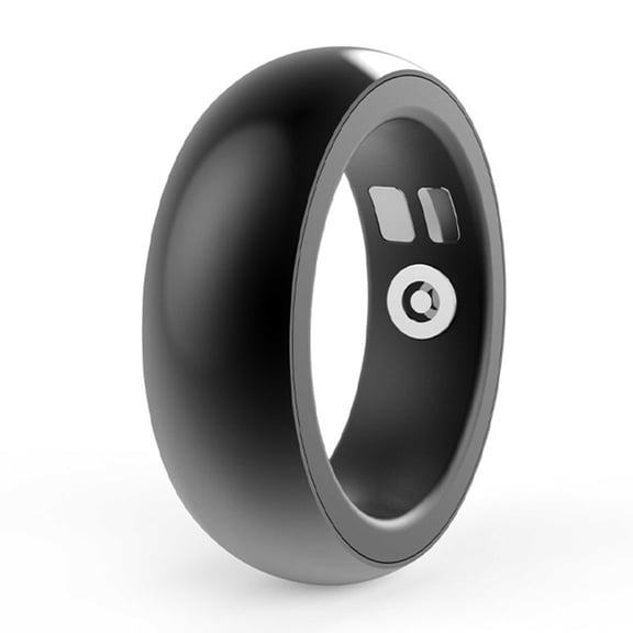 Black health tracking ring, suitable for both men and women, IP68 waterproof, Activity/Sleep/Temperature Monitoring, Family Care Mode, Compatible with Android and iOS.