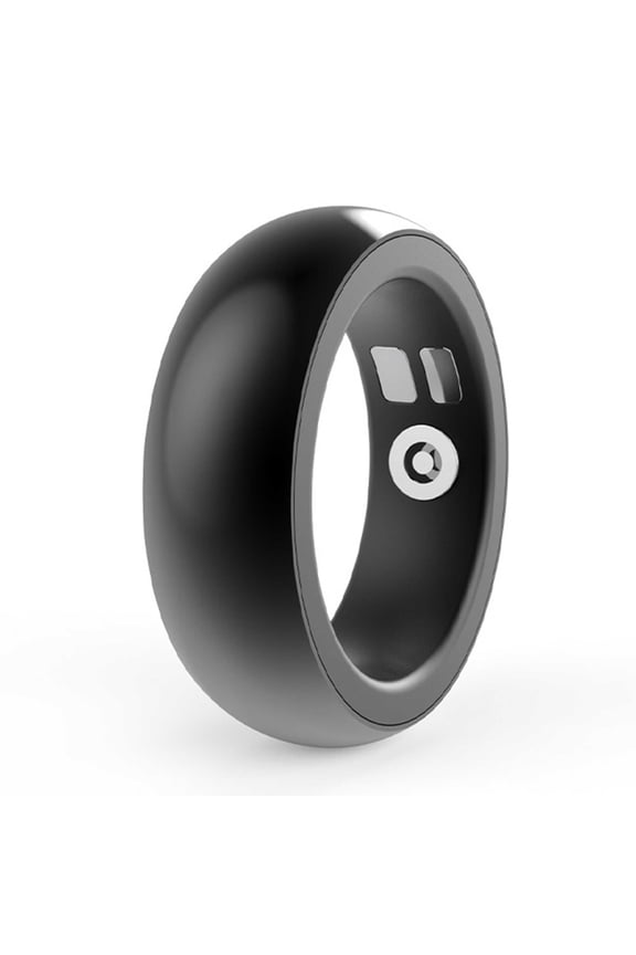 Black health tracking ring, suitable for both men and women, IP68 waterproof, Activity/Sleep/Temperature Monitoring, Family Care Mode, Compatible with Android and iOS.