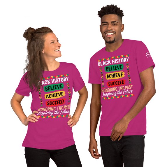 Black history achieve succeed and believe Unisex t-shirt (Berry, L)