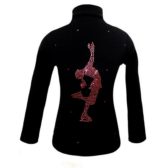 Black ice Skating Jacket with Pink Crystals "Layback" rhinestone applique