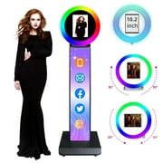 Black ipad Photo Booth with RGB Ring Light iPad Booth Machine for 10.2" Ipad, Free Custom Logo, Remote Control, for Halloween Christmas Wedding Exhibition Rental Business