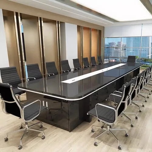 Black lacquered highend conference table, modern office negotiation