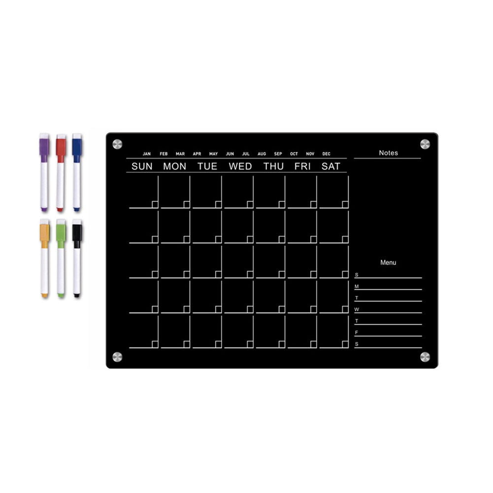 Black acrylic weekly planning message board erasable friger