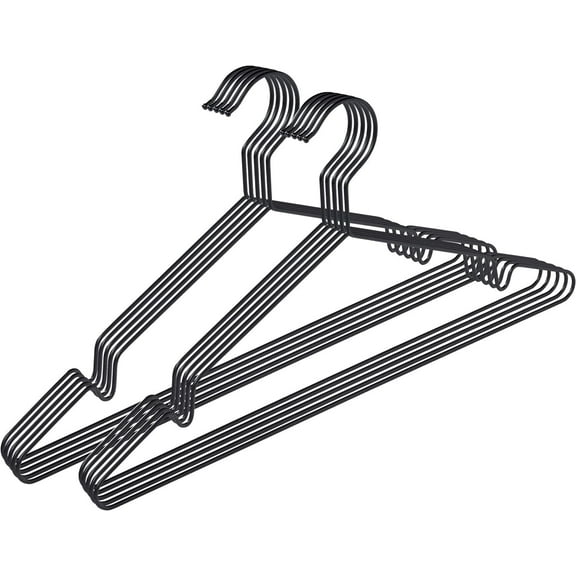 pamo Black Metal Clothes Hangers - 5,10 or 20 Stainless Steel Black Hangers 16.5"- Coated, Scratch- and Rust-Resistant - Space Saving Clothes Hanger