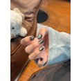 thumbnail image 1 of Black minimalist style metal lines pure hand-worn nail glass beads cat eye niche nail patch fake nails, 1 of 9