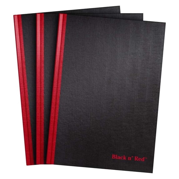 Black n' Red Notebooks, Casebound, Hardcover, 11-3/4" x 8-1/4", Large, 96 Ruled Sheets, 3-Pack (73601)