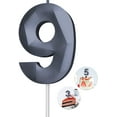 thumbnail image 1 of Black number 9 candle, 9 birthday candle, 3D Diamond Birthday Number Candles are suitable for digital candle cake topper decorations for weddings, anniversaries and birthday celebrations, 1 of 5