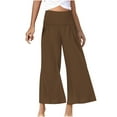 thumbnail image 1 of Black of Friday Deals CZHJS Fashion Womens Casual Solid Color Pants Straight Wide Leg Trousers Pants Coffee XL, 1 of 5