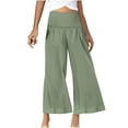 thumbnail image 1 of CZHJS Fashion Womens Casual Solid Color Pants Straight Wide Leg Trousers Pants Green XL, 1 of 5