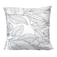 thumbnail image 1 of Black on White Leaf Outline Square Pillow, 1 of 5
