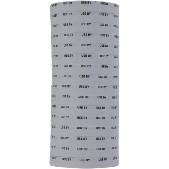 Black on White"USE by" Labels to fit Bilot 1110 Pricing . 16 Rolls with 1 Free .