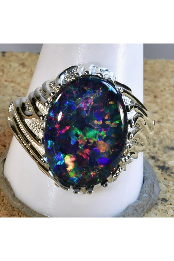 Black opal, black fire opal ring, engagement ring, opal ring, opal jewelry, opal, natural opalhandmade ring