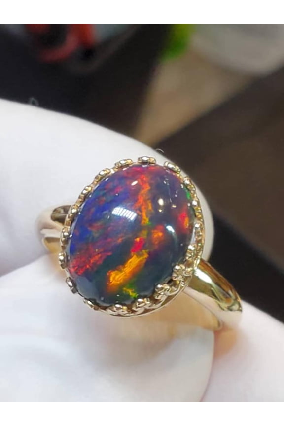 Black opal, black fire opal ring, engagement ring, opal ring, opal jewelry, opal, natural opalhandmade ring