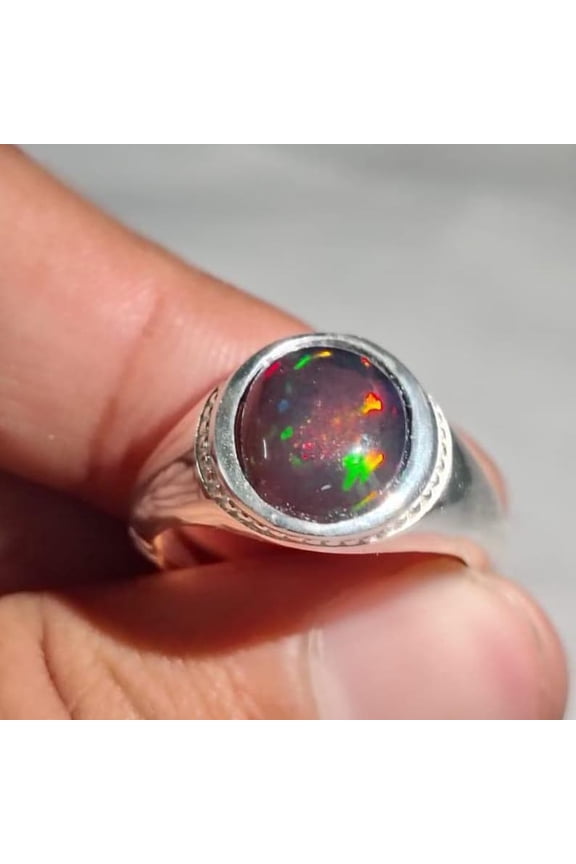 Black opal, black fire opal ring, engagement ring, opal ring, opal jewelry, opal, natural opalhandmade ring