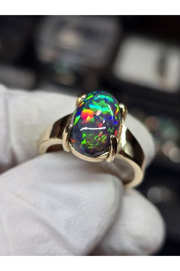 Black opal, black fire opal ring, engagement ring, opal ring, opal jewelry, opal, natural opalhandmade ring