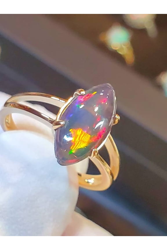 Black opal, black fire opal ring, engagement ring, opal ring, opal jewelry, opal, natural opalhandmade ring