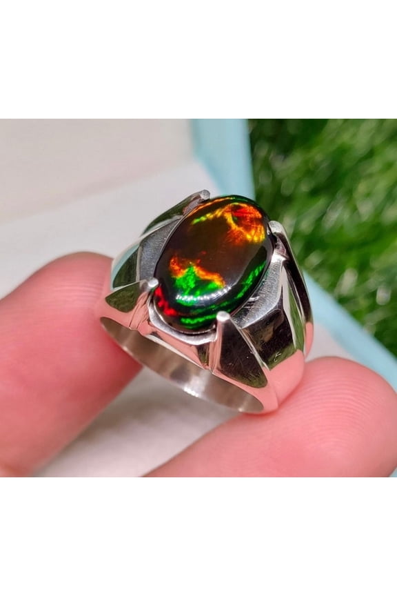 Black opal, black fire opal ring, engagement ring, opal ring, opal jewelry, opal, natural opalhandmade ring