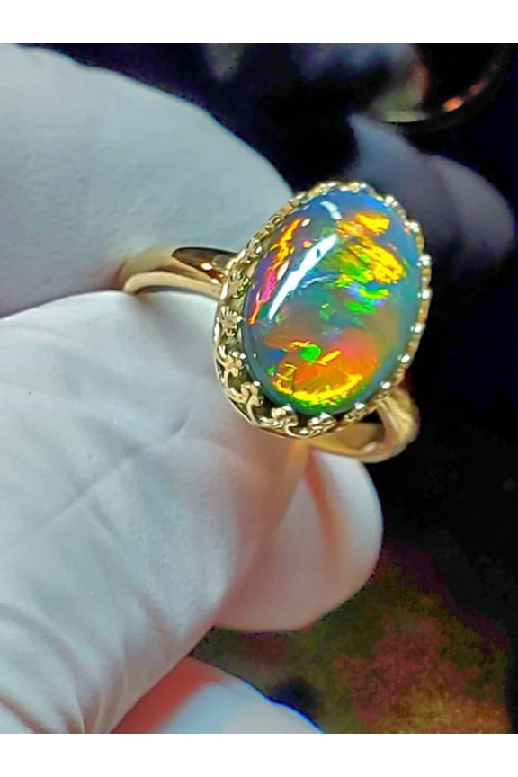 Black opal, black fire opal ring, engagement ring, opal ring, opal jewelry, opal, natural opalhandmade ring