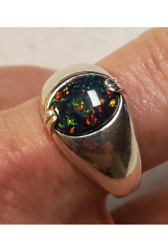 Black opal, black fire opal ring, engagement ring, opal ring, opal jewelry, opal, natural opalhandmade ring