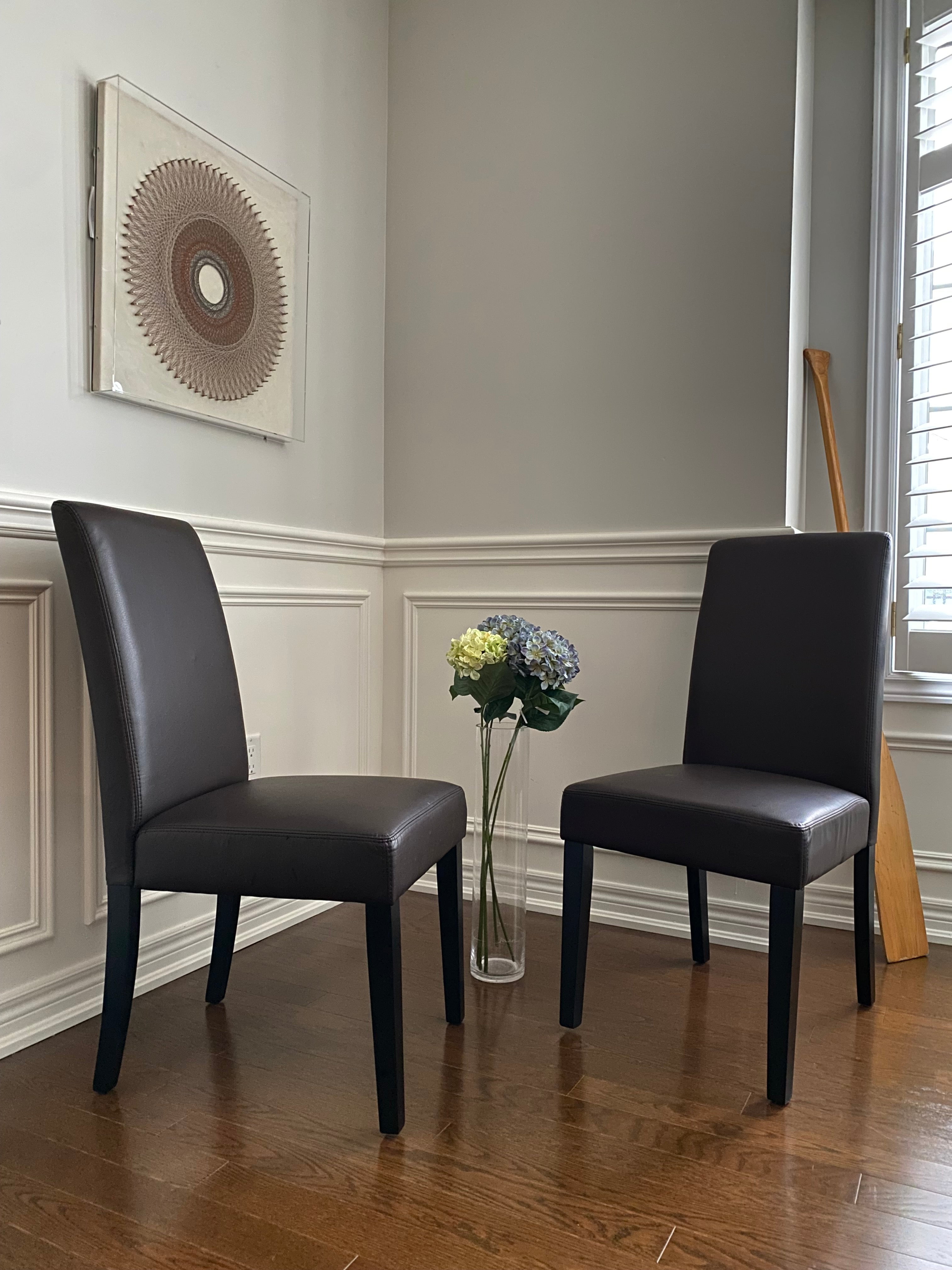 Black or Brown Bonded Leather Upholstered Richloom Parson Dining Chair ...