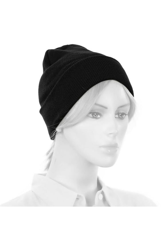 Casual Black Beanie Hat, Adult Size