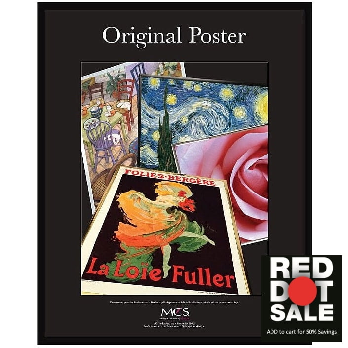 Black plastic POSTER size frame with Corrugated Backing 20x28