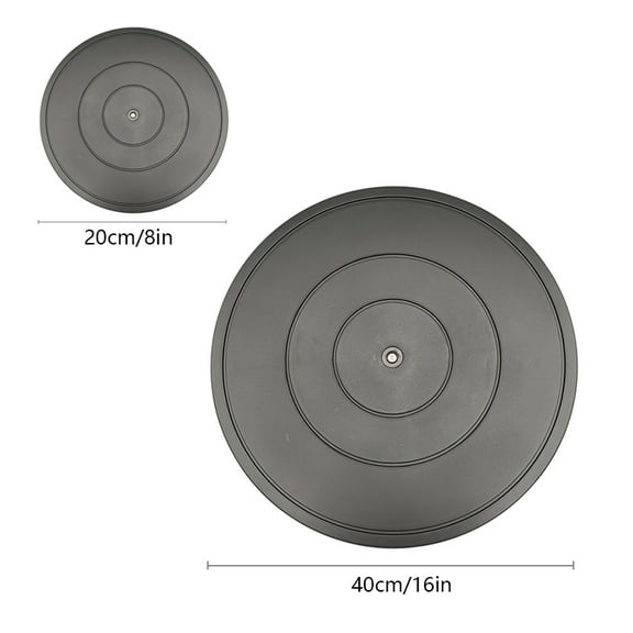 Black plastic rotating tray | 8/16-inch round turntable | Durable, non-slip display base | Multi-purpose turntable for kitchen, display, and storage