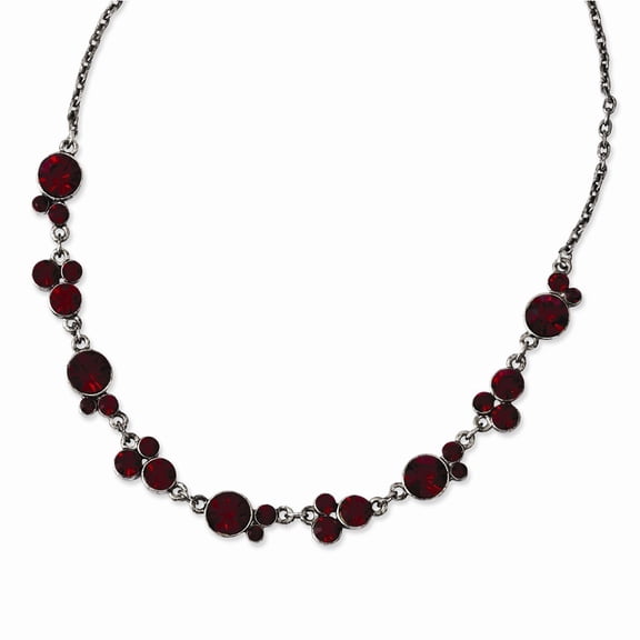 Black-plated Red Crystal 16inch With 3in Ext Necklace