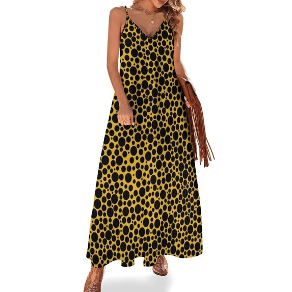 Black polka dots on yellow background Sleeveless Dress elegant party dresses for women 2025 Women's skirt