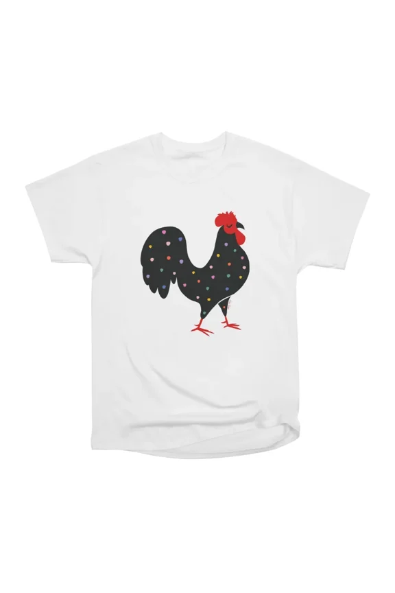 Black polkadot rooster T-Shirt Tee Gift For Him Merch For Her Apparel For Friend