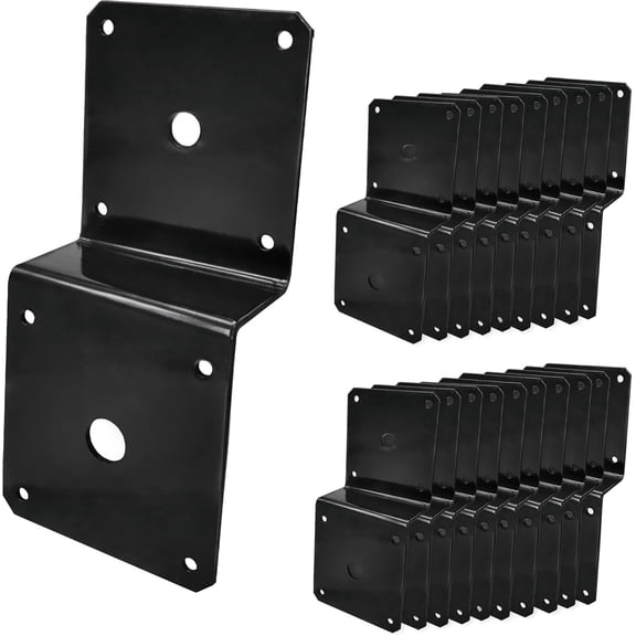 Black powder-coated deck beam tie plate, type bracket for 24 beams and 44 posts - corner support bracket, 14-gauge wire (20 packs)