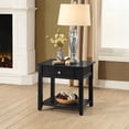 thumbnail image 1 of Black rectangular end table with sturdy legs and bottom shelf for extra storage in living area, 1 of 2