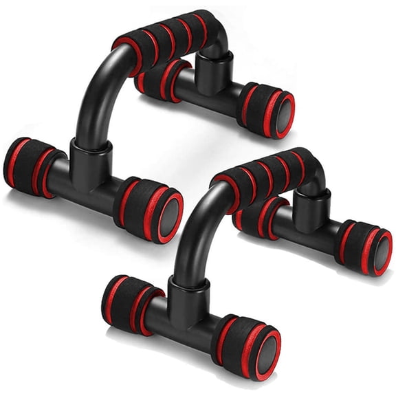 Black red Push Up Bars - Home Workout Equipment Pushup Handle with Cushioned Foam Grip and Non-Slip Sturdy Structure - Portable Pushup Stands for Home Fitness - Push Up Handles