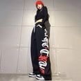 thumbnail image 1 of Black red and white floral long pants for women's loose fitting sports and fashionable dance pants, 1 of 19