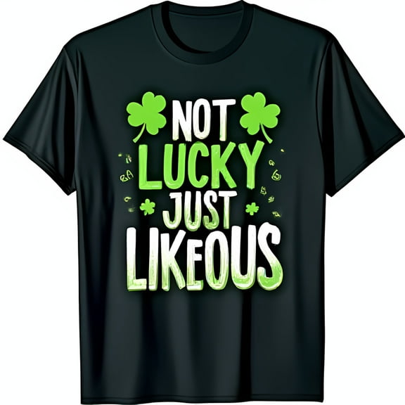 Black 's Day T-Shirt Shamrocks & 'NOT LUCKY JUST LIKEOUS' Design