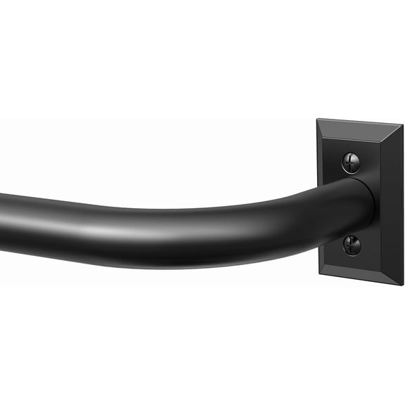 Black s, Heavy Duty Wrap Around for Windows 28 to 48 Inch, 1 Adjustable Decorative Blackout Drapery Pole, Modern Room Darkening Rod, Window Treatment Rods, Matte Black