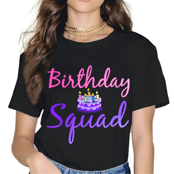 Black short-sleeved crew neck printed T-shirt for women girl - 163866-1