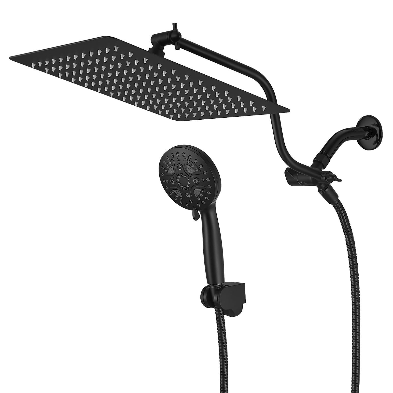 Black shower System 12 Inch Bathroom Luxury Rain Mixer Shower Combo Set Wall Mounted Rainfall Shower Head and Handheld System Shower Faucet Set