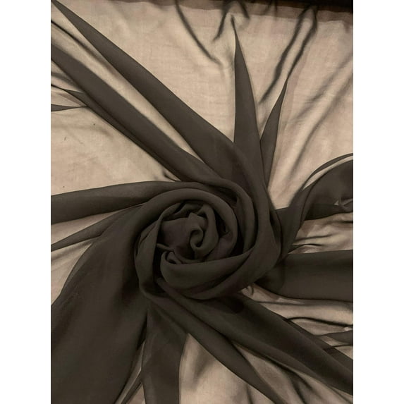 Black silk georgette fabric, 44” wide, sold by the yard