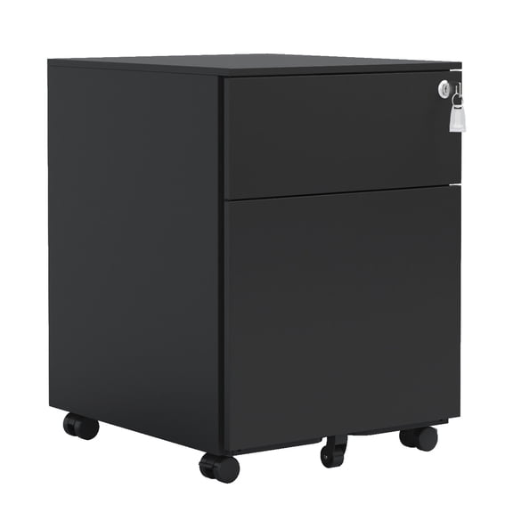 Black steel file cabinet with lock and removable divider | Saves space and keeps documents well-organized in office