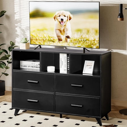 Black storage cabinet,41.7 x 15.8 x 31.1 inches, with 4 drawers, 96 pounds, open frame