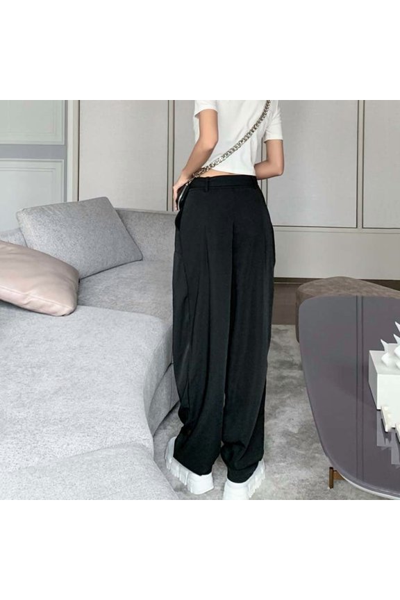 Black straight mop suit pants 1773656644794115