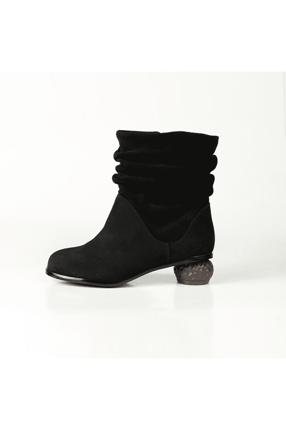 Black suede slouch boot