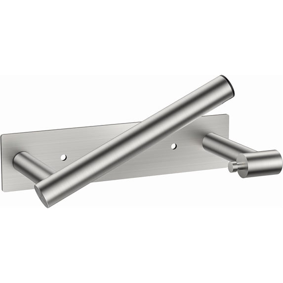 Black toilet paper rack, available in either adhesive or wall-mounted ...