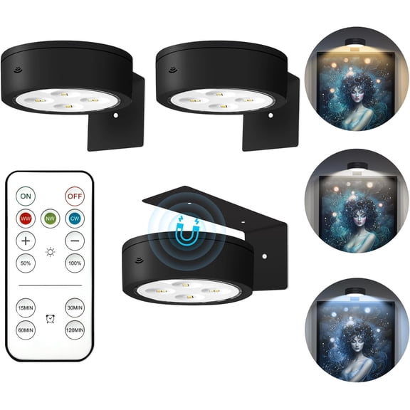 Black tricolor model - Three-light dimmable and timer art wall light set