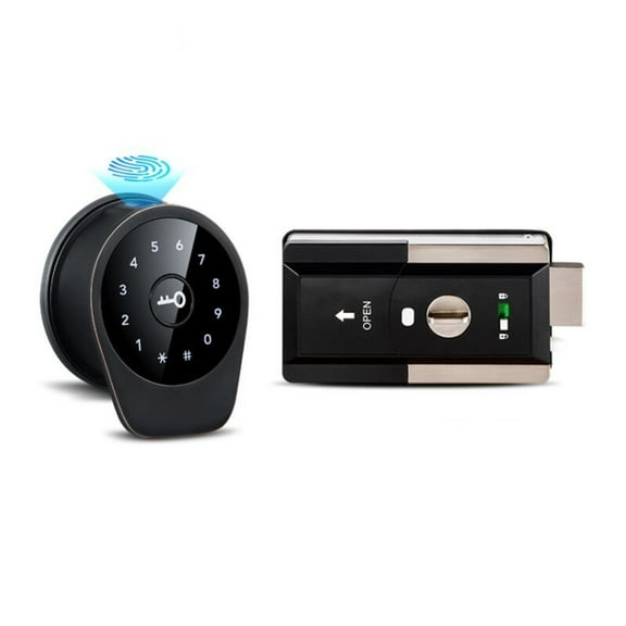 Black tt lock App Fingerprint Deadbolt Lock Smart Card Digital Keyless Code battery Electronic Door Lock For Home ,Easy to Use