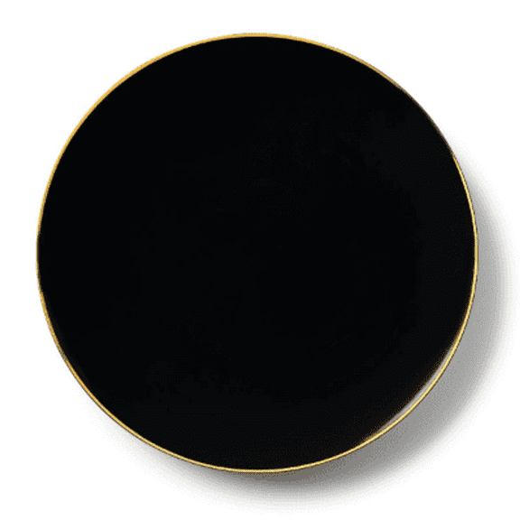 Black w/ Gold Rim 7" Plastic Wedding Salad Plates 10ct.